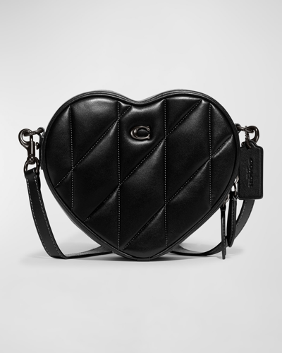 Shop Coach Heart Quilted Leather Crossbody Bag In V5black