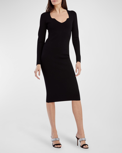 Shop Veronica Beard Imka Long Sleeve Cashmere Midi Dress In Black