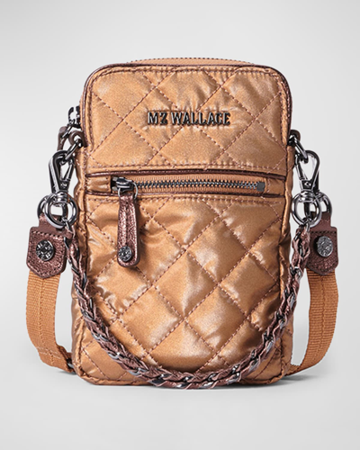 Shop Mz Wallace Crosby Micro Quilted Chain Crossbody Bag In Copper