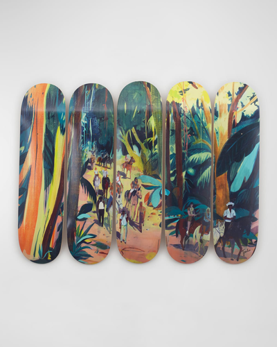 Shop The Skateroom Expats Ticos And Gringos By Jules De Balincourt Skateboard Pentaptych Wall Art, Hand-signed