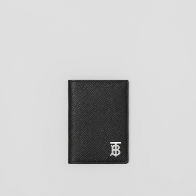 Shop Burberry Grainy Leather Tb Folding Card Case In Black