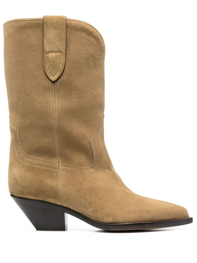 Shop Isabel Marant Dahope Leather Boots In Dove Grey