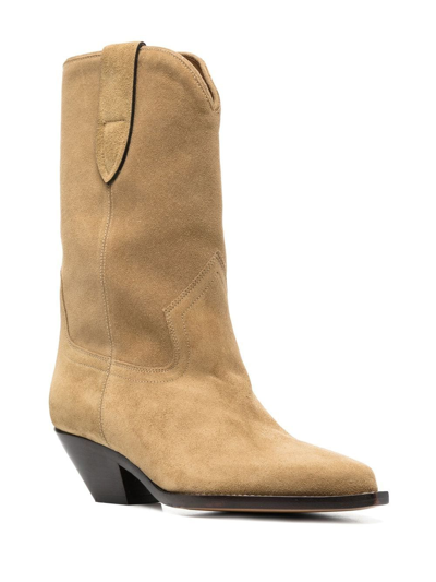 Shop Isabel Marant Dahope Leather Boots In Dove Grey