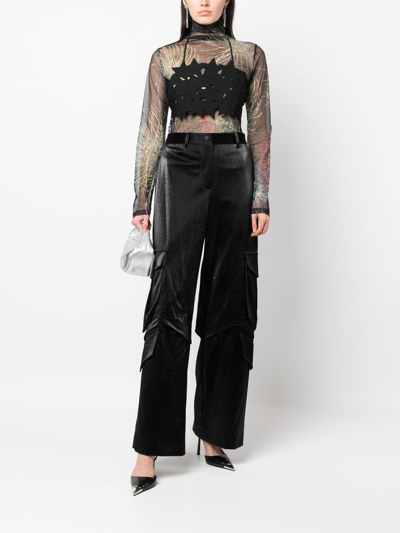 Shop Msgm Star-pointed Top In Black