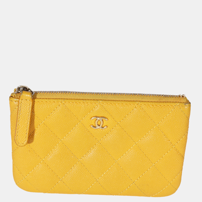 Chanel Soft Yellow Caviar Zip Wallet · INTO