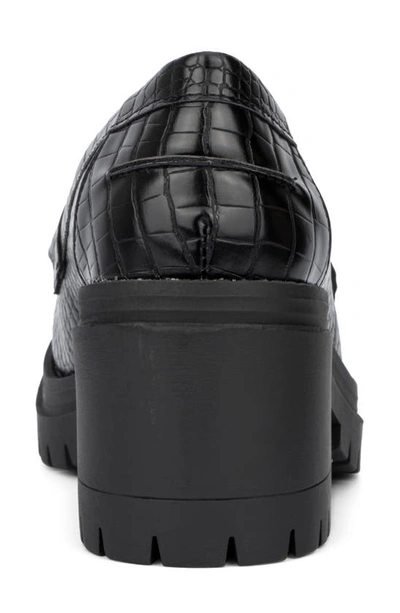 New York And Company Penni Croc Embossed Platform Loafer In Black