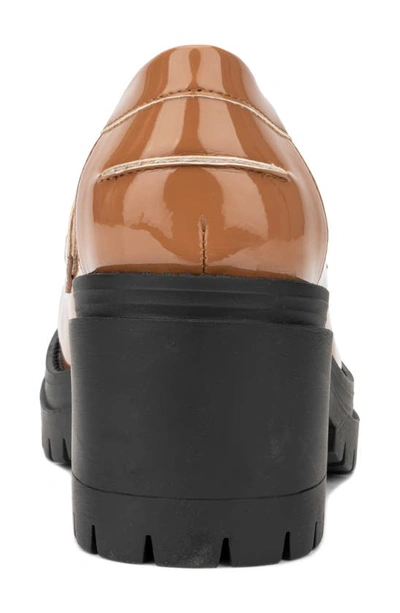New York And Company Penni Croc Embossed Platform Loafer In Cognac