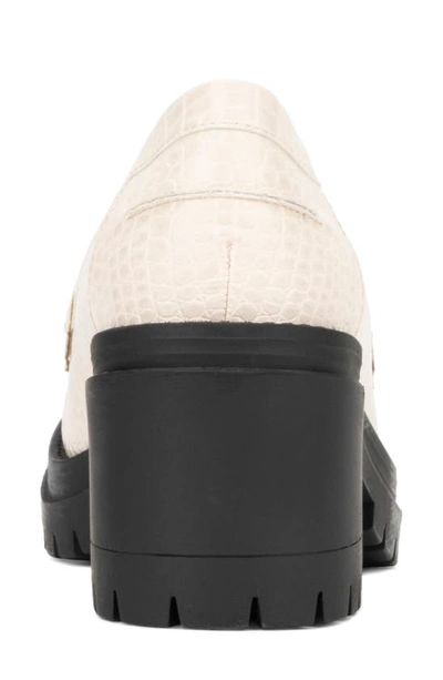 New York And Company Penni Croc Embossed Platform Loafer In Bone
