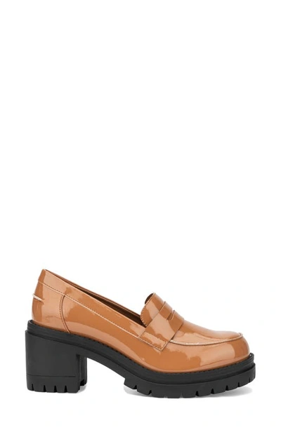 New York And Company Penni Croc Embossed Platform Loafer In Cognac