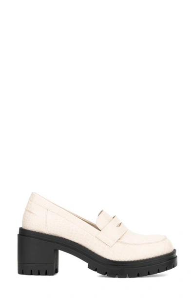 Shop New York And Company Penni Croc Embossed Platform Loafer In Bone
