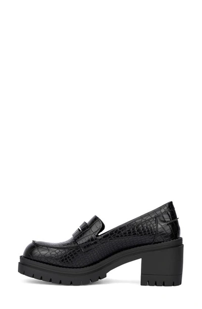 Shop New York And Company Penni Croc Embossed Platform Loafer In Black