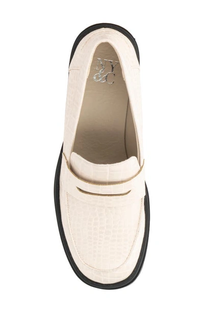 Shop New York And Company Penni Croc Embossed Platform Loafer In Bone