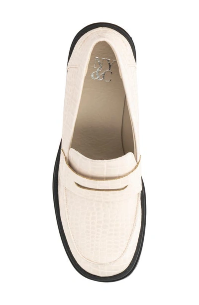 New York And Company Penni Croc Embossed Platform Loafer In Bone