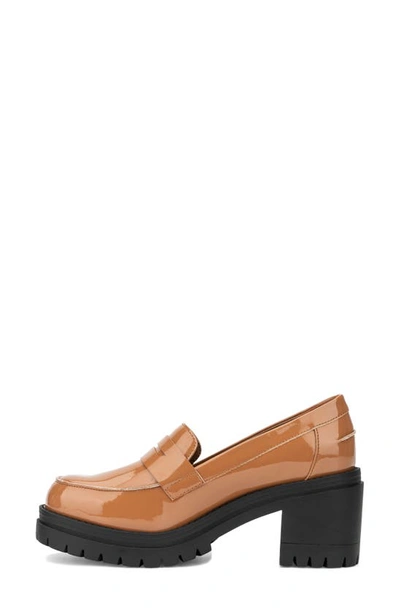 New York And Company Penni Croc Embossed Platform Loafer In Cognac
