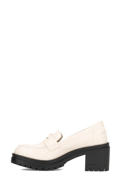 New York And Company Penni Croc Embossed Platform Loafer In Bone