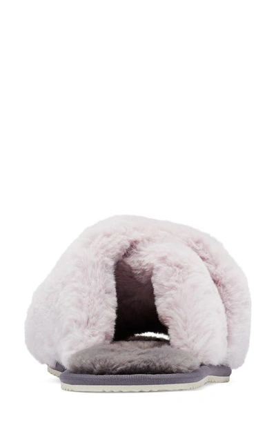 Shop Sorel Go Mail Run Faux Fur Slide Slipper In Vapor/ Pulse