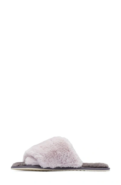 Shop Sorel Go Mail Run Faux Fur Slide Slipper In Vapor/ Pulse