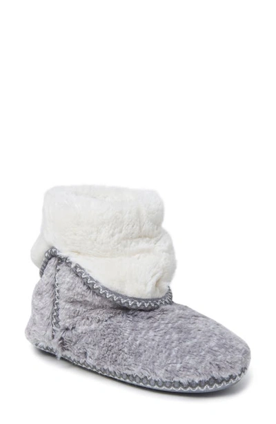 Shop Dearfoams Beth Furry Fold-over Slipper In Grey Frost