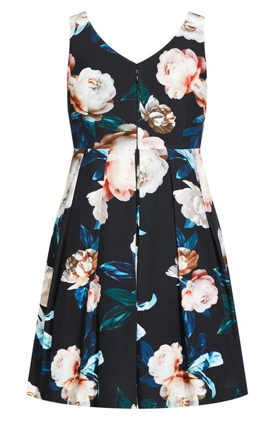 City Chic Sandra Floral A-line Dress In Black Camilla Fl