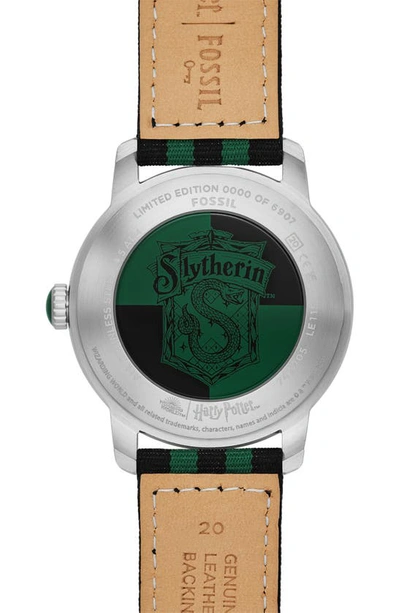Shop Fossil X Harry Potter™ Limited Edition Slytherin™ Hogwarts™ House Strap Watch, 40mm In Silver/green/black