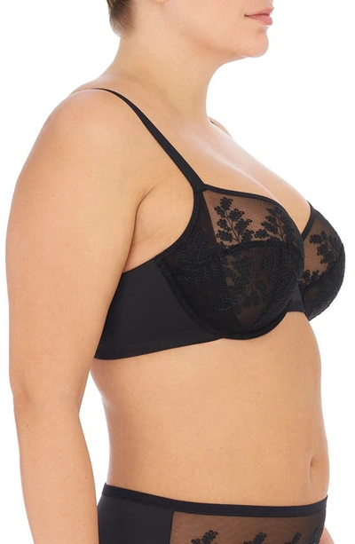 Shop Natori Frame Floral Embroidered Underwire Bra In Black