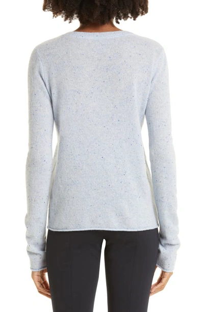 Shop Atm Anthony Thomas Melillo Cashmere V-neck Long Sleeve Top In Periwinkle Donegal