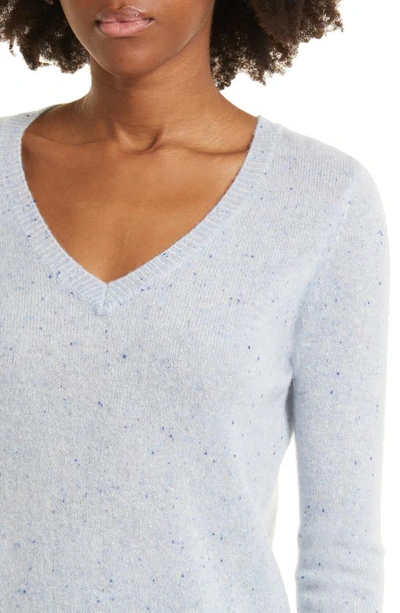 Shop Atm Anthony Thomas Melillo Cashmere V-neck Long Sleeve Top In Periwinkle Donegal