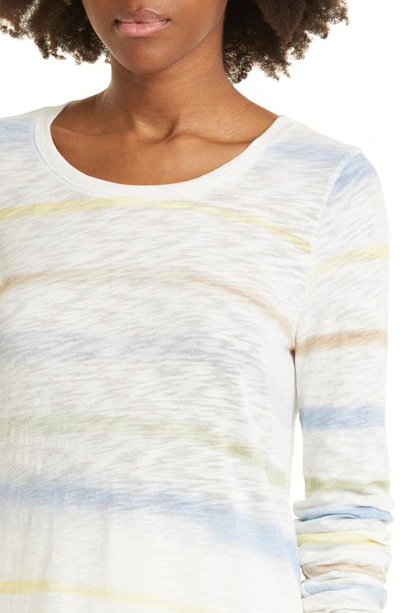 Shop Atm Anthony Thomas Melillo Stripe Long Sleeve Slub Jersey T-shirt In Chalk Multi