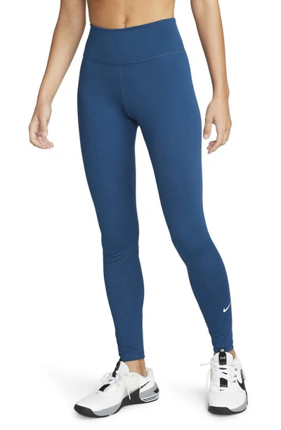 Shop Nike One Dri-fit Leggings In Valerian Blue/ White