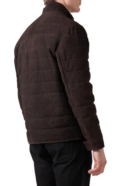 Shop Rodd & Gunn Waverley Water Repellent Quilted Suede Bomber Jacket In Chocolate