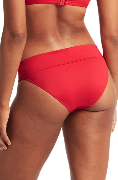 Sea Level Essential Roll Band Bikini Bottoms In Red