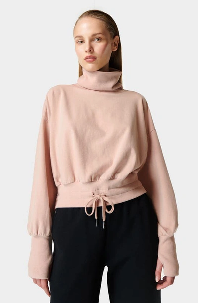 Shop Sweaty Betty Melody Fleece Pullover Sweatshirt In Deco Beige