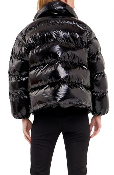 Shop Endless Rose Belted Puffer Jacket In Black