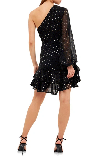 Endless Rose One Shoulder Keyhole Mini Dress In Black In Black