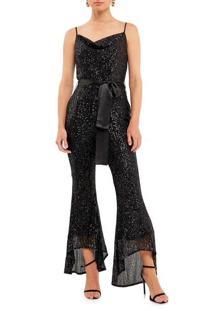 Shop Endless Rose Sequin Jumpsuit In Black