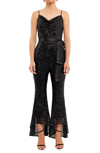 Endless Rose Sequin Jumpsuit In Black