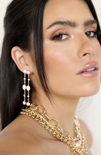 Shop Ettika Opal & Cubic Zirconia Linear Earrings In Gold