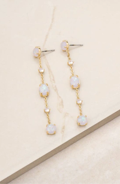 Shop Ettika Opal & Cubic Zirconia Linear Earrings In Gold