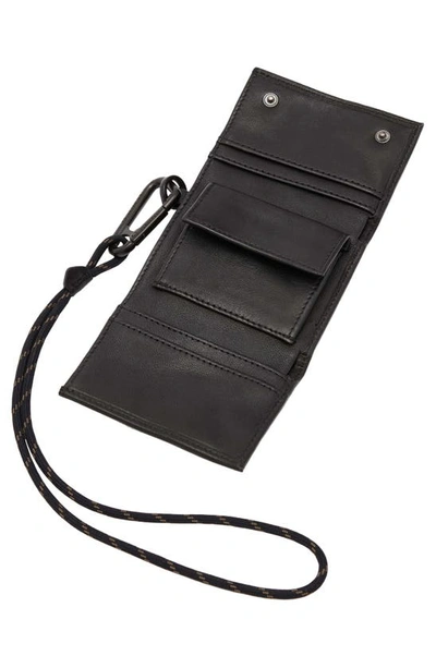 Shop Allsaints Leather Trifold Wallet In Black/ Chalk