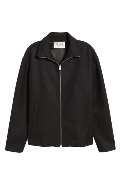 Shop Frame Harrington Virgin Wool Blend Jacket In Noir