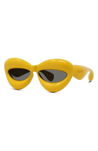 Shop Loewe 55mm Cat Eye Sunglasses In Shiny Yellow / Smoke