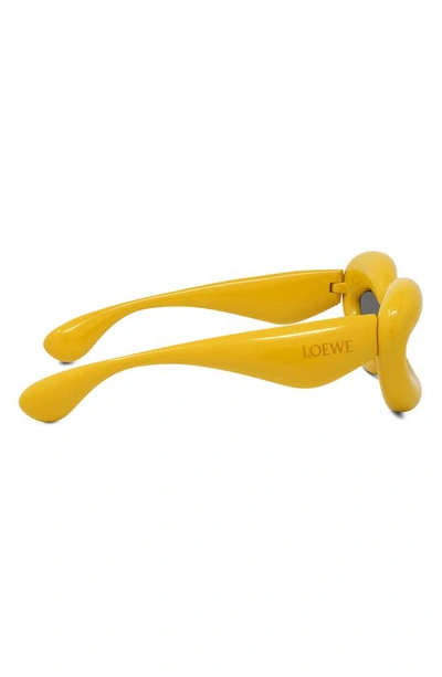 Shop Loewe 55mm Cat Eye Sunglasses In Shiny Yellow / Smoke