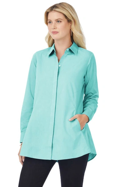 Shop Foxcroft Cici Non-iron Tunic Blouse In Oceanside