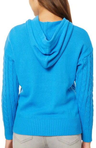 Shop Jones New York Cable Knit Hoodie In Electric Blue