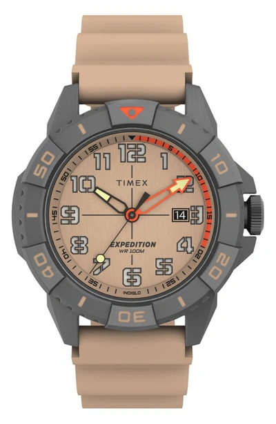 Shop Timex Expedition North Ridge Silicone Strap Watch, 42mm In Grey/ Tan/ Tan