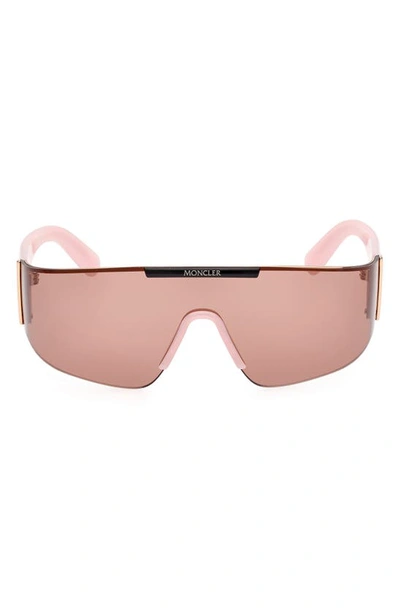 Shop Moncler Ombrate Shield Sunglasses In Candy Pink/ Gold / Burned Pink