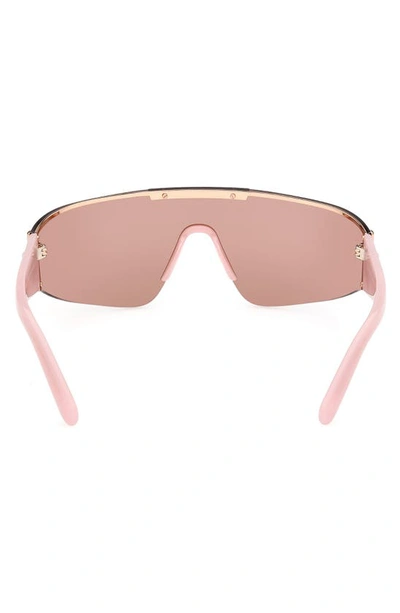 Shop Moncler Ombrate Shield Sunglasses In Candy Pink/ Gold / Burned Pink