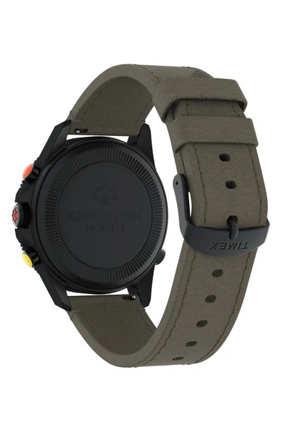 Shop Timex Expedition North Compass Leather Strap Watch, 43mm In Black/ Grey/ Grey