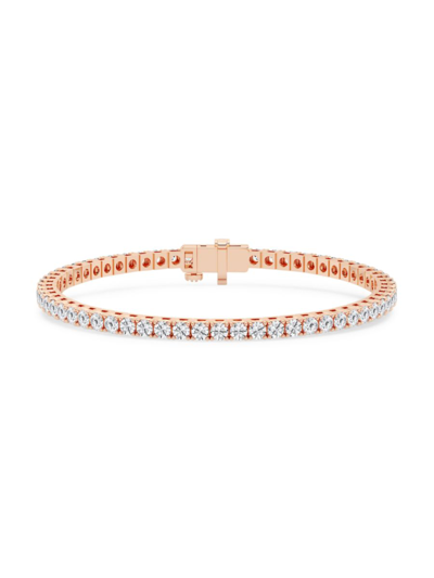 Shop Saks Fifth Avenue Women's Build Your Own Collection 14k Rose Gold & Natural Diamond Three Prong Tennis Bracelet In 2 Tcw Rose Gold