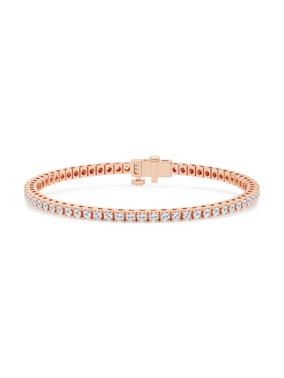 Shop Saks Fifth Avenue Women's Build Your Own Collection 14k Rose Gold & Natural Diamond Three Prong Tennis Bracelet In 3 Tcw Rose Gold